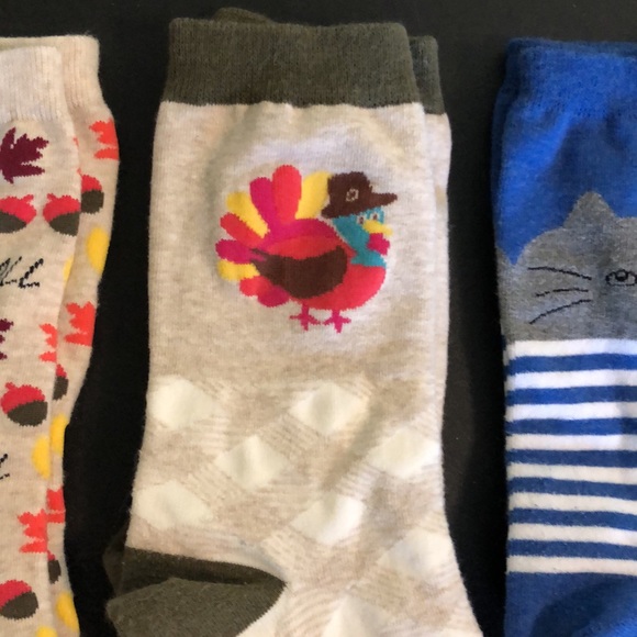 Set of 4 Talbots Trouser Socks Fall / Christmas / Cat OS - Picture 5 of 6